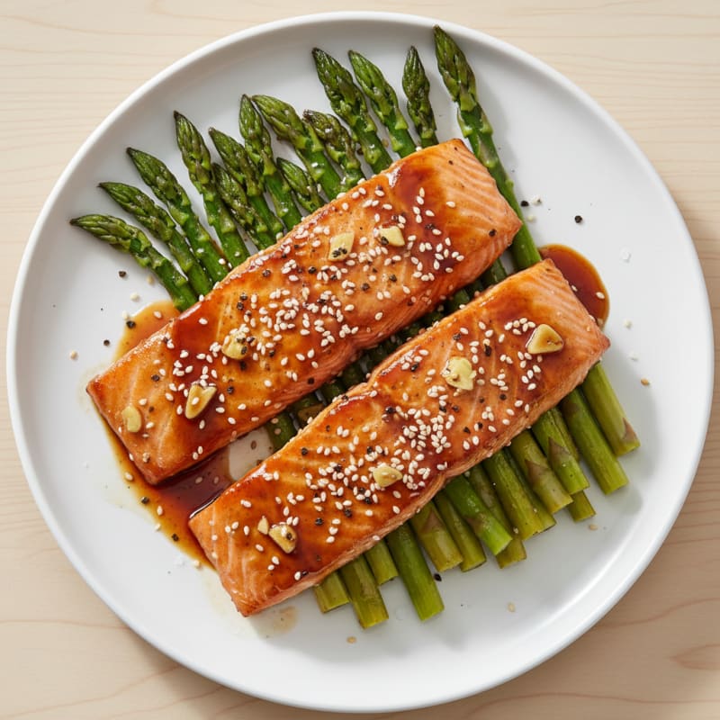 Teriyaki Glazed Salmon with Roasted Asparagus
