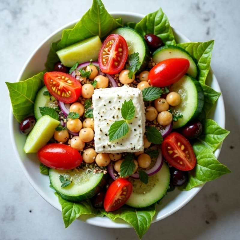 Fresh Mediterranean Chopped Salad with Herb-Marinated Feta