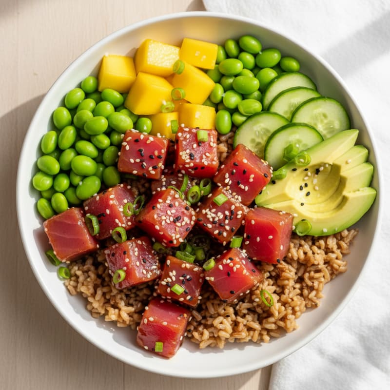 Ahi Tuna Poke Bowl with Tropical Fruit