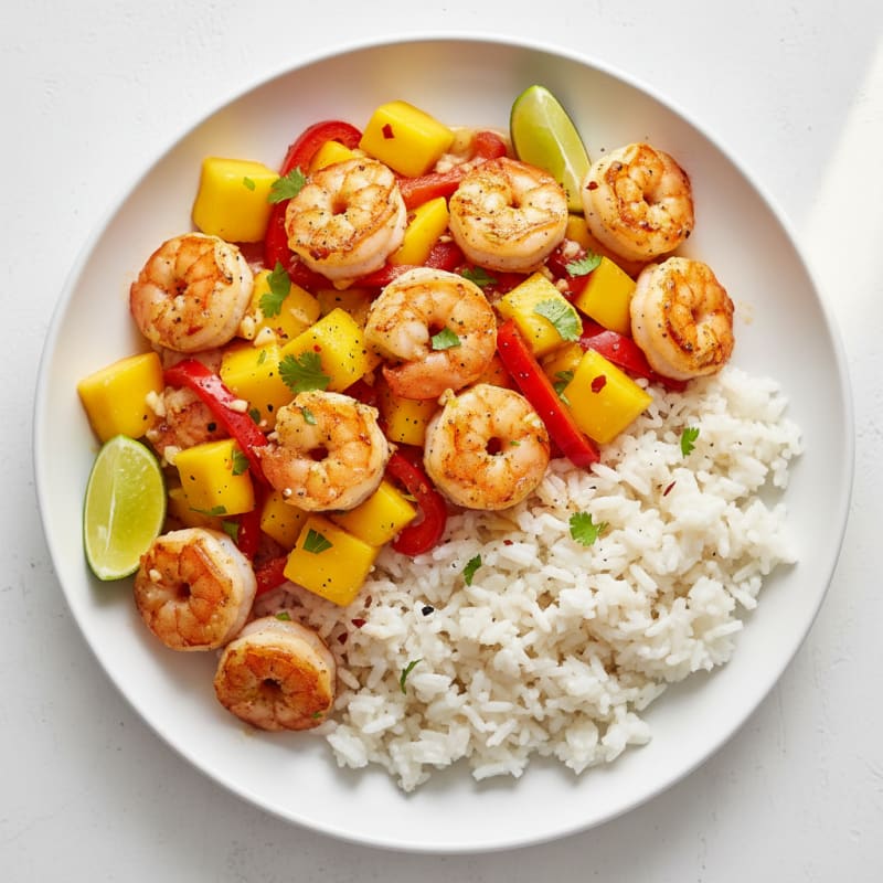 Zesty Mango Shrimp and Coconut Rice