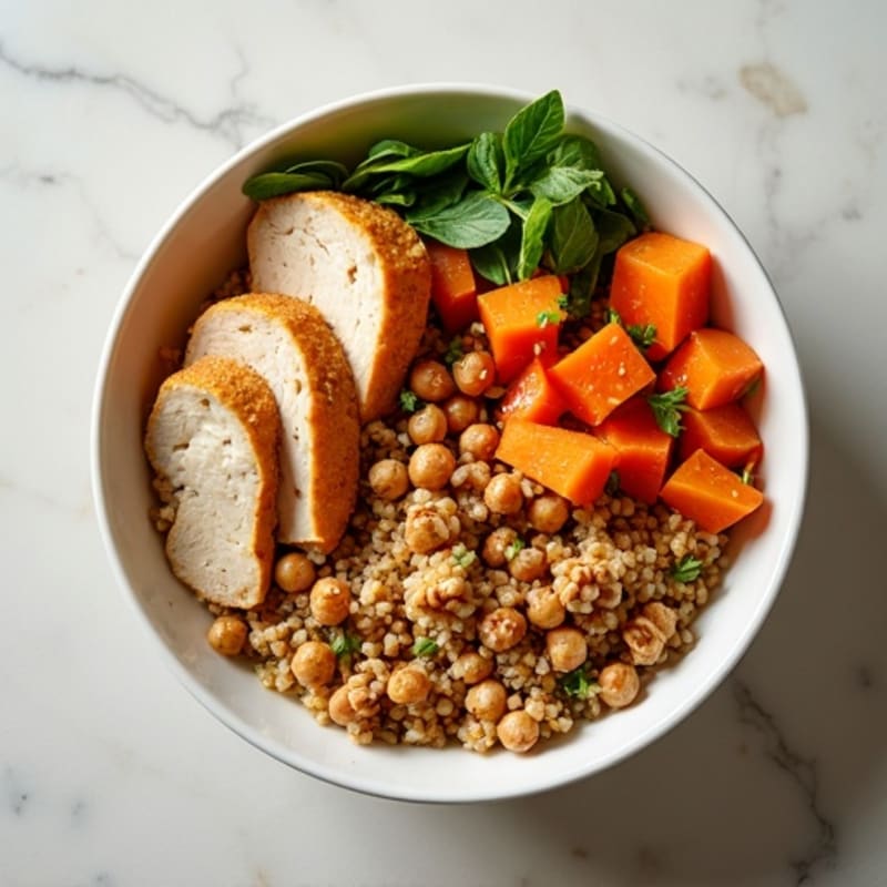 Toasted Walnut Quinoa Power Bowl with Roasted Sweet Potato