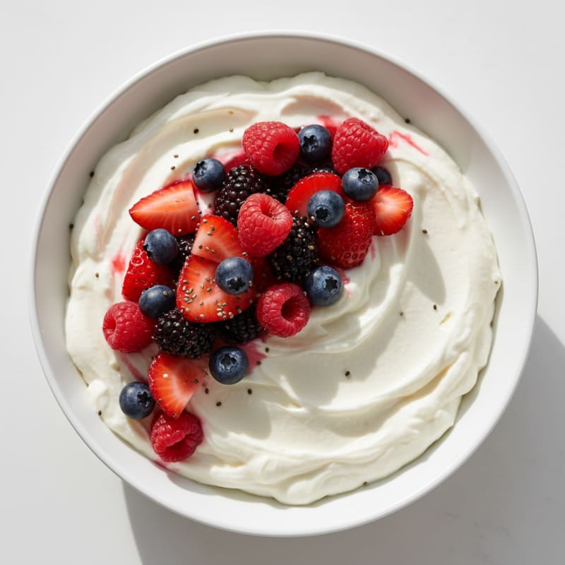 Silky Greek Yogurt Protein Mousse with Mixed Berries
