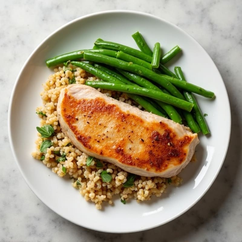 Seared Turkey Breast with Steamed Green Beans and Quinoa