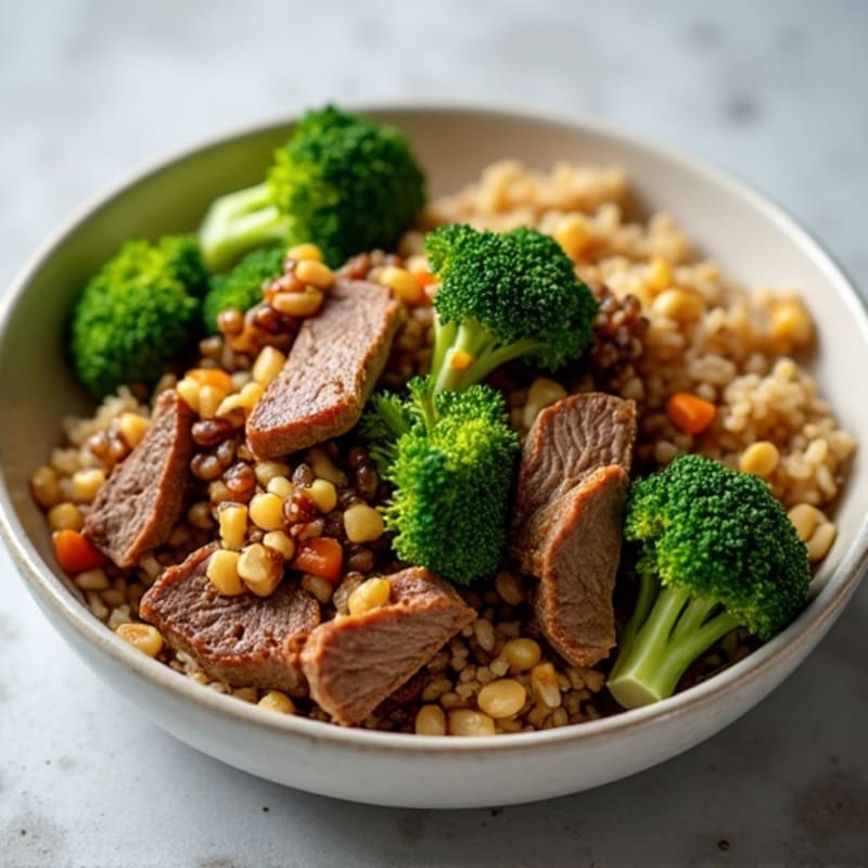Garlic-Ginger Stir-Fried Beef with Crisp Broccoli and Brown Rice