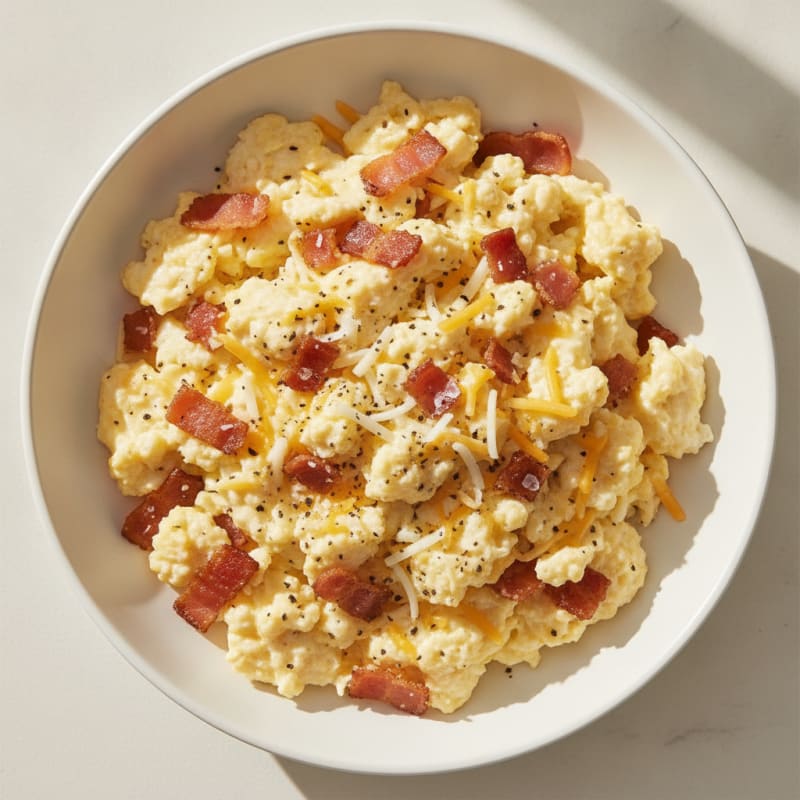 High-Protein Bacon and Cheese Scramble