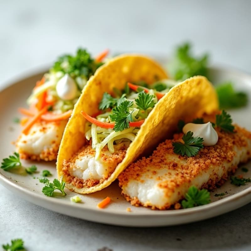 Crispy Baked Fish Tacos with Lime Slaw