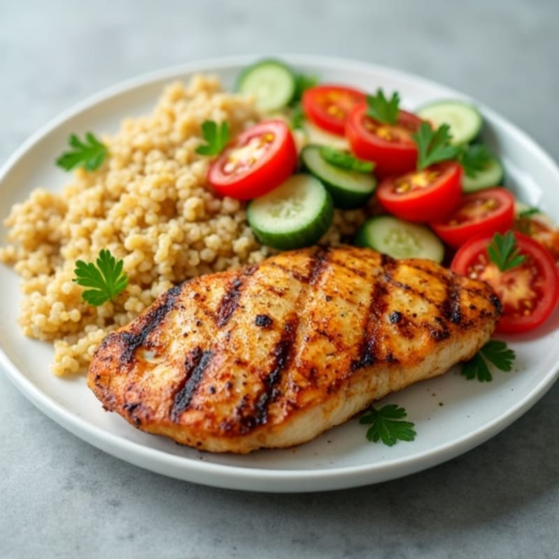 Grilled Chicken Breast with Crunchy Quinoa Salad