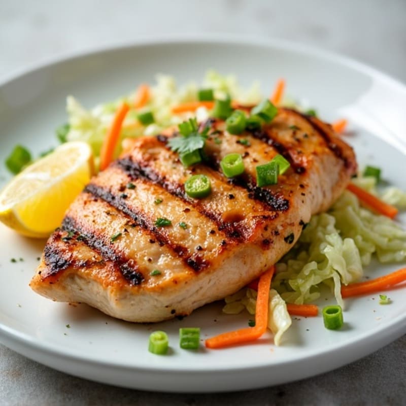 Grilled Chicken Breast with Crunchy Cabbage Slaw