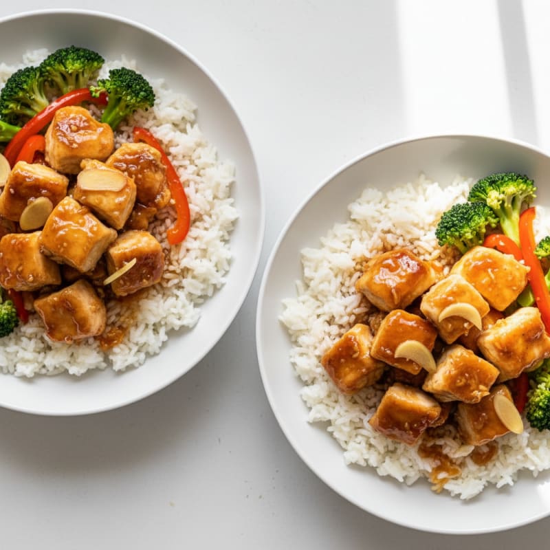 Crispy Honey-Garlic Chicken Bowls