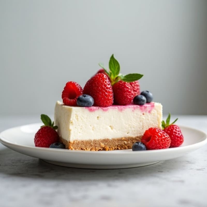 Greek Yogurt Protein Cheesecake with Fresh Berries