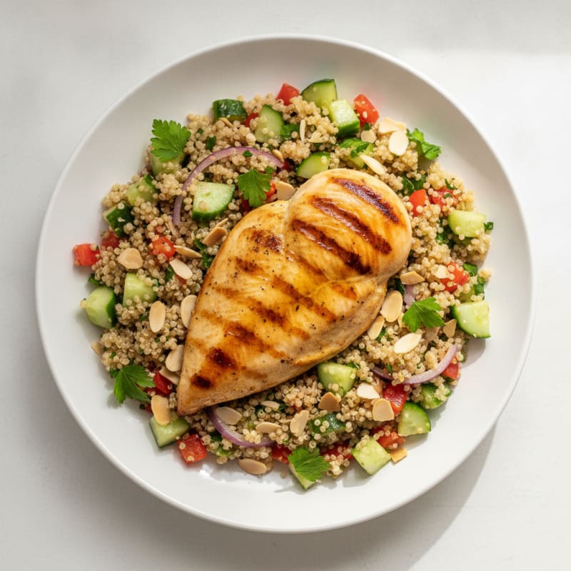 Grilled Chicken Breast with Crunchy Quinoa Salad