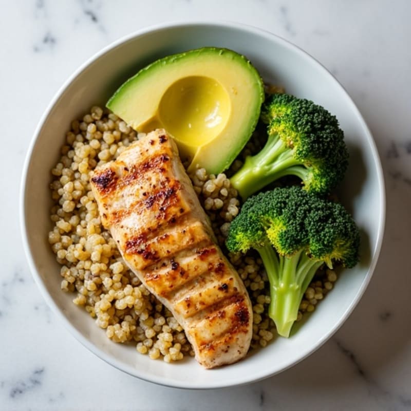 Grilled Chicken and Quinoa Power Bowl with Roasted Broccoli
