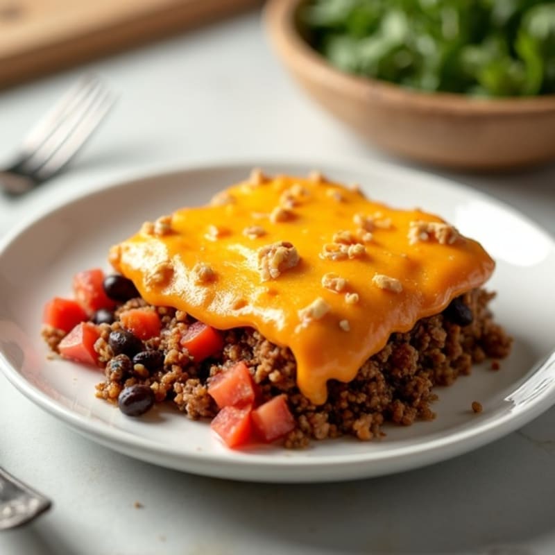 Spicy Cheesy Beef and Black Bean Bake