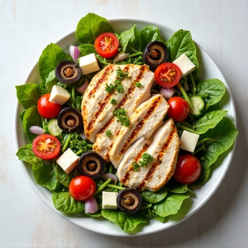 Fresh Herb-Loaded Greek Salad with Grilled Chicken