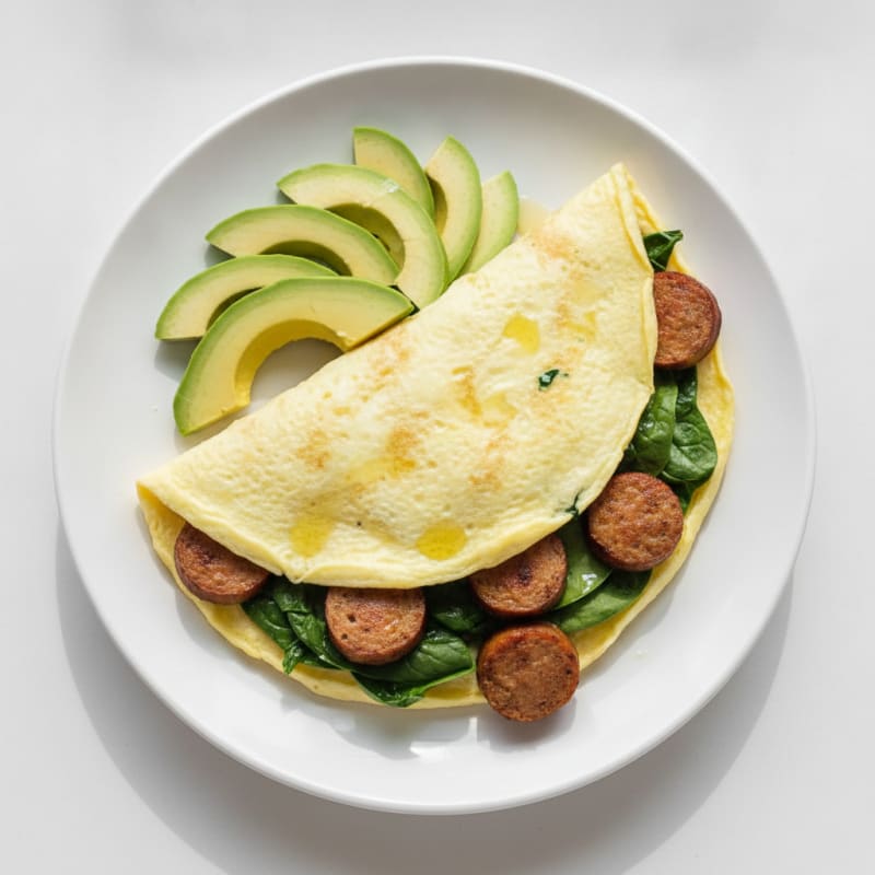 Egg White Spinach Omelet with Turkey Sausage