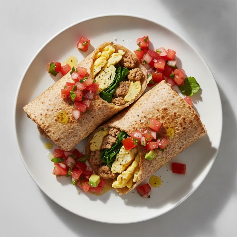 Hearty Sausage Breakfast Burrito with Salsa
