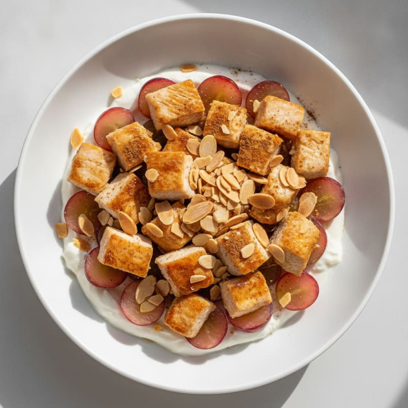 Greek Yogurt Protein Parfait with Chopped Chicken and Almonds
