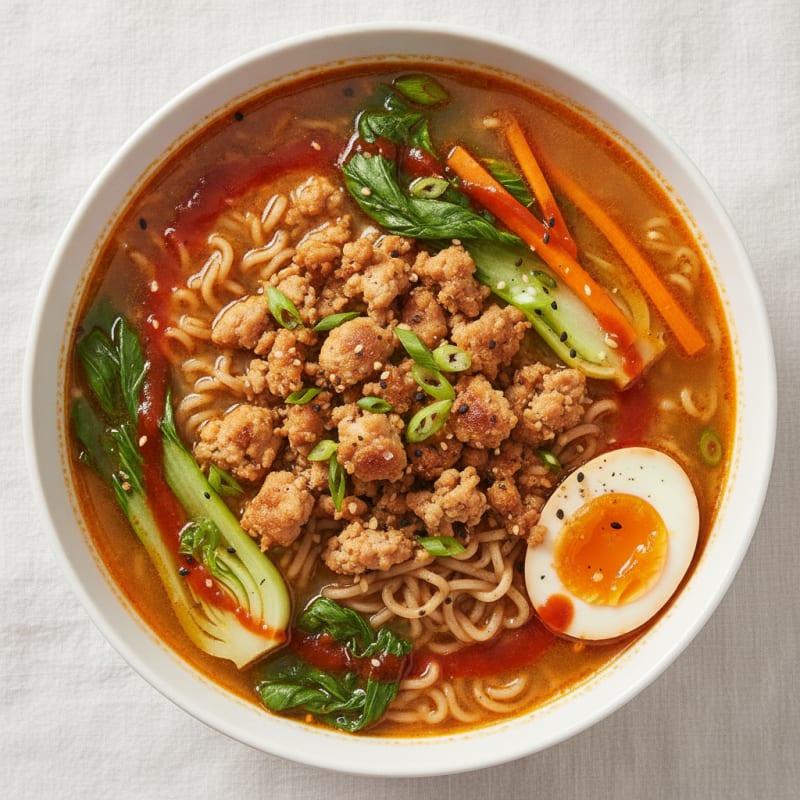 Spicy Sriracha Pork Ramen Soup