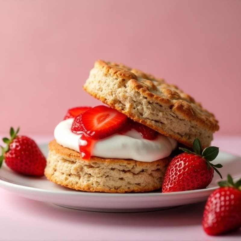 Strawberry Whole Grain Biscuits with Creamy Greek Yogurt