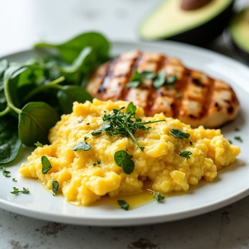Scrambled Egg Whites with Grilled Chicken and Spinach