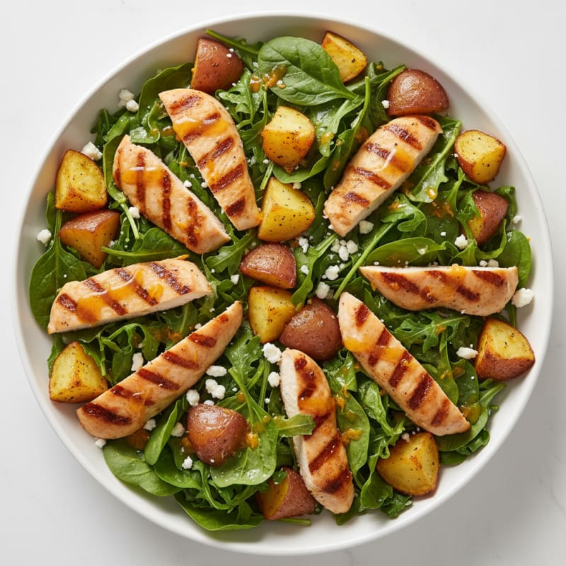 Grilled Chicken and Roasted Potato Salad with Mixed Greens and Citrus Vinaigrette