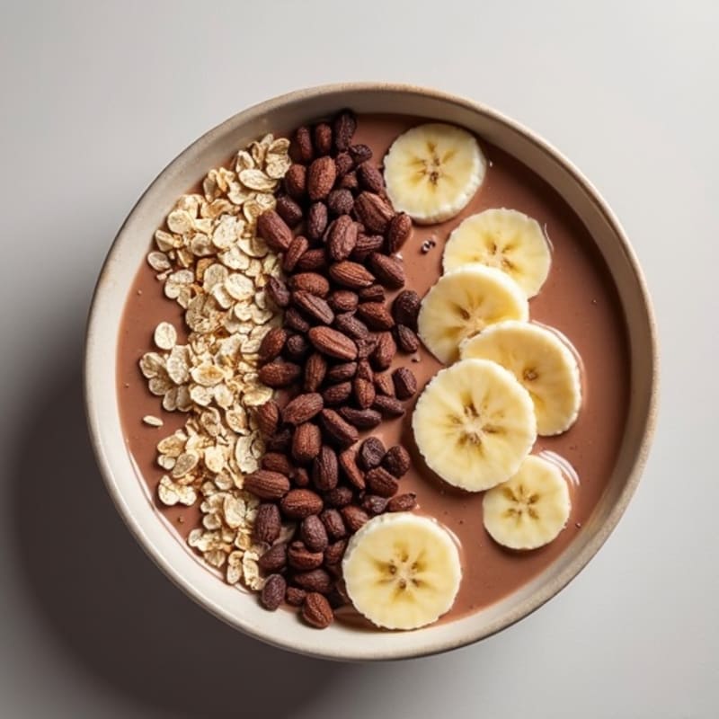 Creamy Chocolate Almond Protein Smoothie Bowl with Crunchy Cacao Nibs