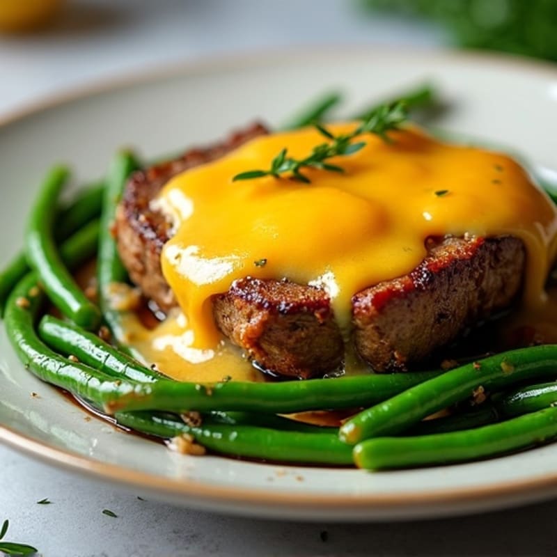 Herb-Roasted Beef with Melted Sharp Cheddar and Crispy Green Beans