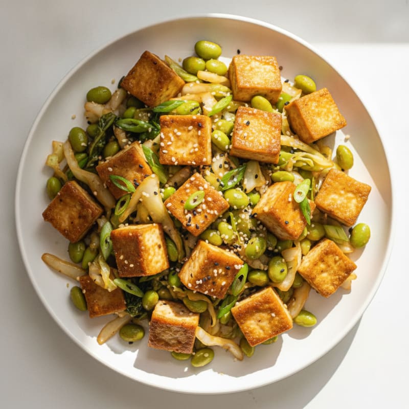 Ginger-Garlic Tofu and Cabbage Stir-Fry