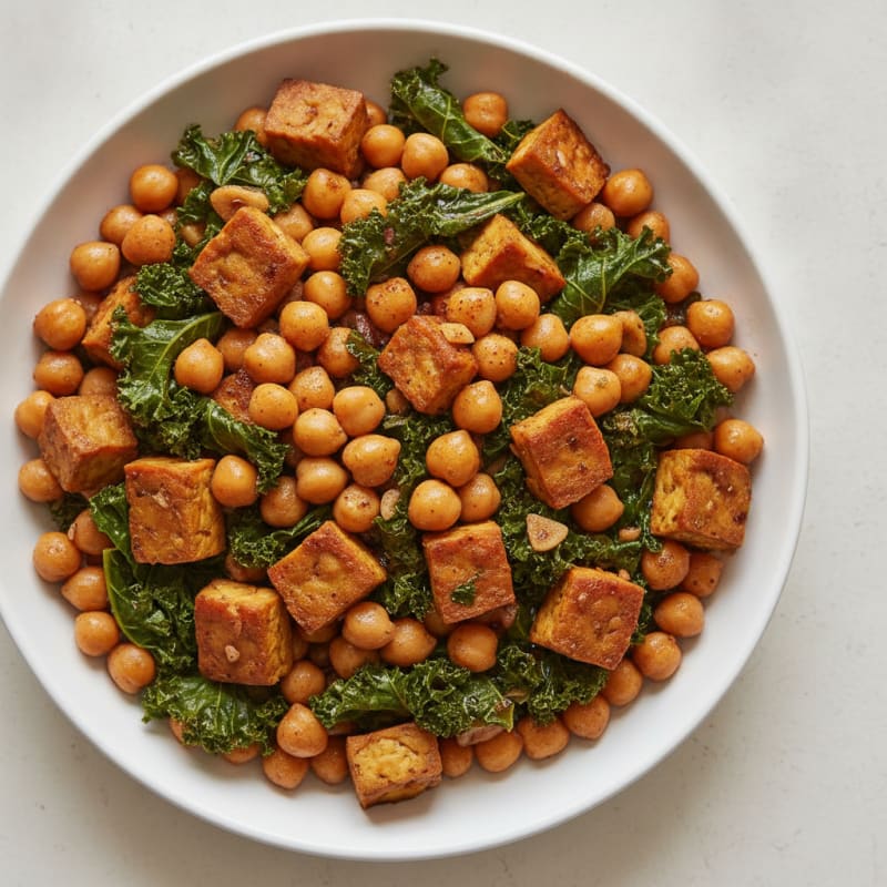 Smoky Tempeh and Chickpea Stir-Fry with Leafy Greens