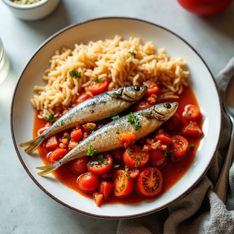 Tomato-Simmered Sardines with Fluffy Pilau Rice