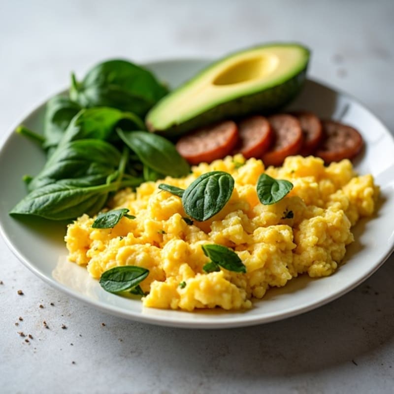 Egg White Scramble with Spinach and Turkey Sausage