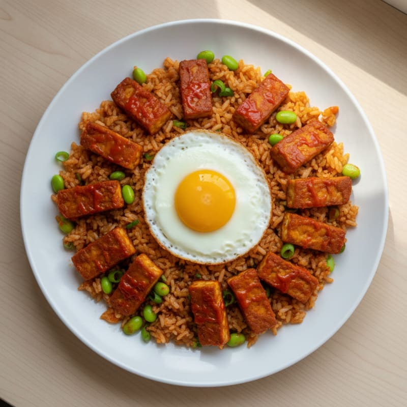 Gochujang Tempeh with Kimchi Fried Rice
