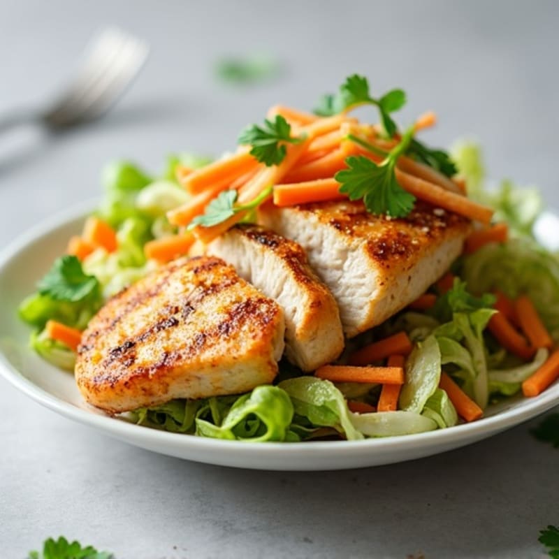 Grilled Chicken Breast with Crunchy Cabbage Slaw