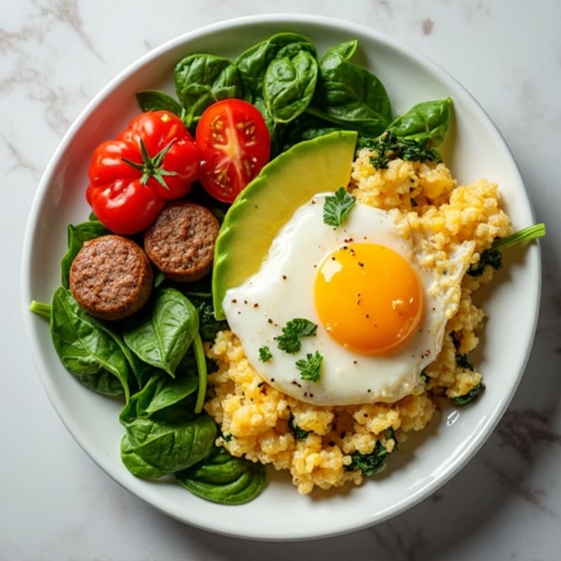 Egg White and Turkey Sausage Scramble with Spinach