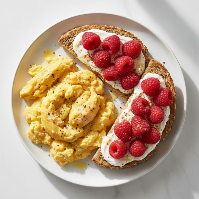 Golden Scrambled Eggs with Zesty Berry Toast