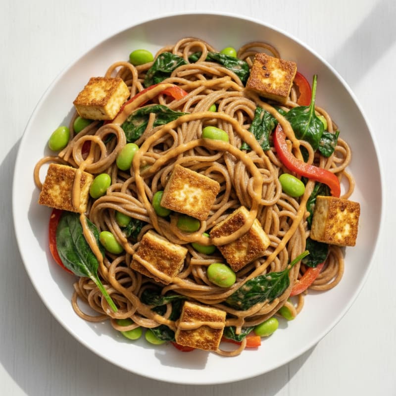Peanut Satay Tofu Noodles with Vegetables