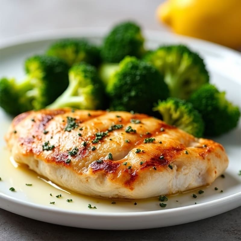Grilled Lemon Herb Chicken Breast with Steamed Broccoli