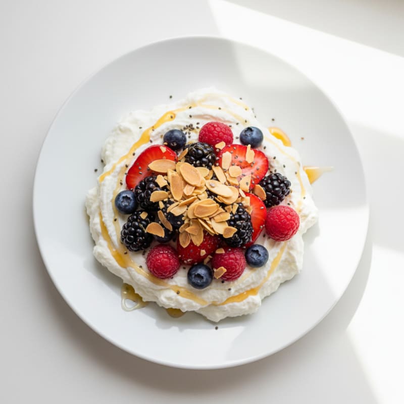 Greek Yogurt Protein Mousse with Mixed Berries