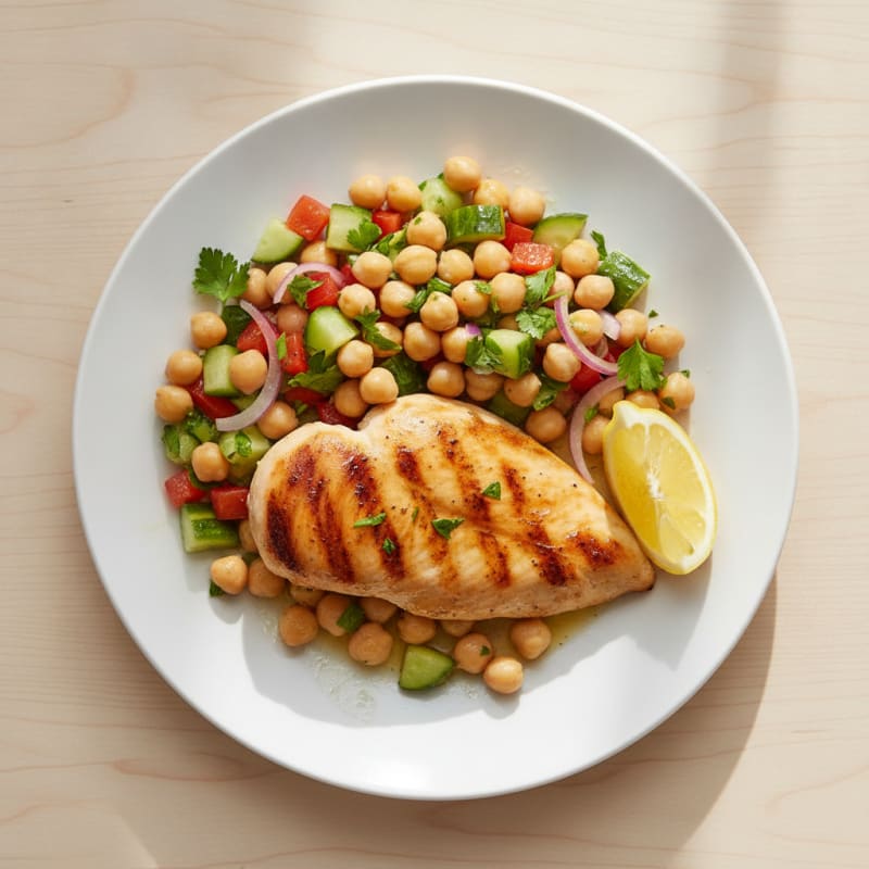 Grilled Chicken Breast with Crunchy Chickpea Salad