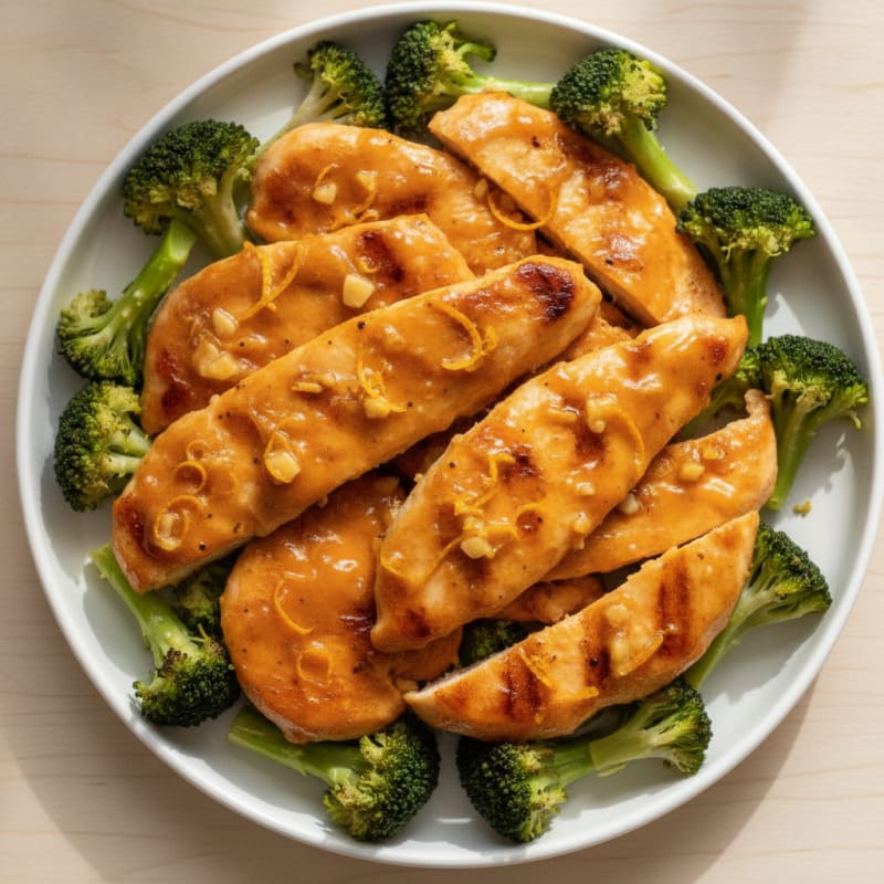 Orange Glazed Chicken with Broccoli