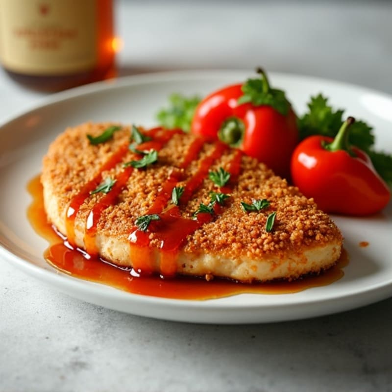 Crispy Baked Sweet and Sour Chicken with Roasted Bell Peppers