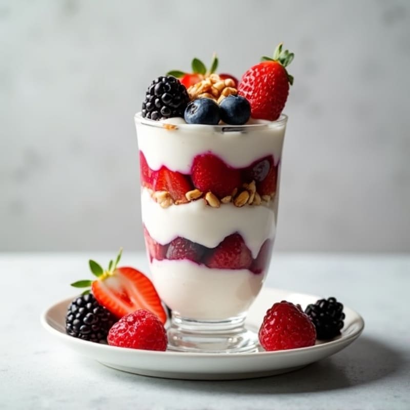 Greek Yogurt Protein Parfait with Mixed Berries and Almonds