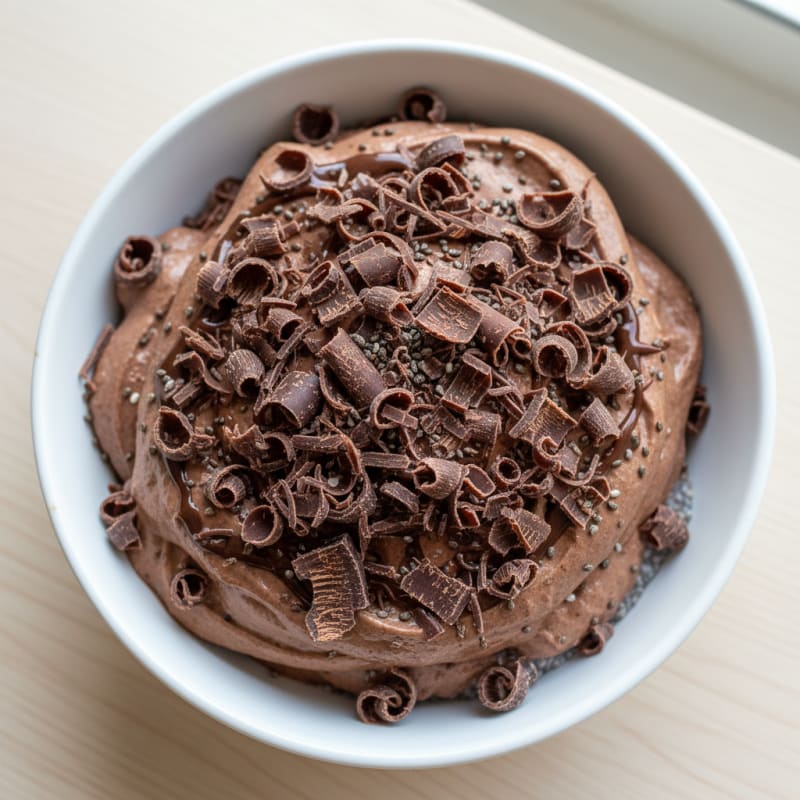 Greek Yogurt Protein Mousse with Dark Chocolate Shavings