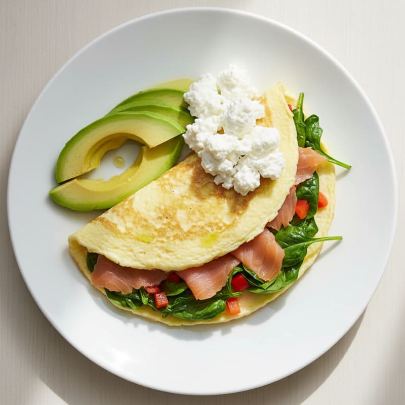 Egg White Vegetable Omelette with Cottage Cheese