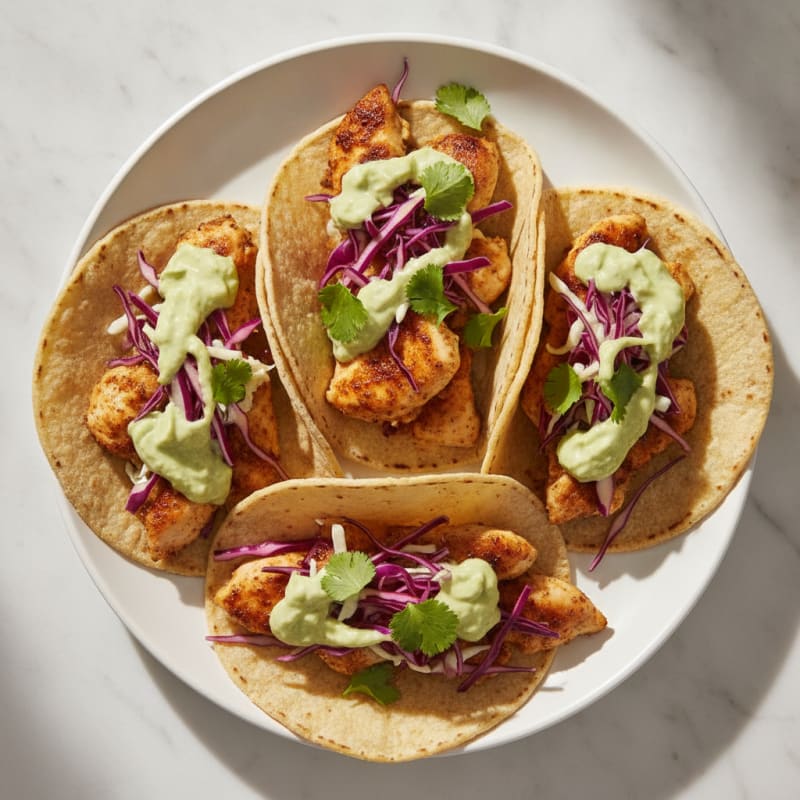 Chicken Tacos with Avocado Crema