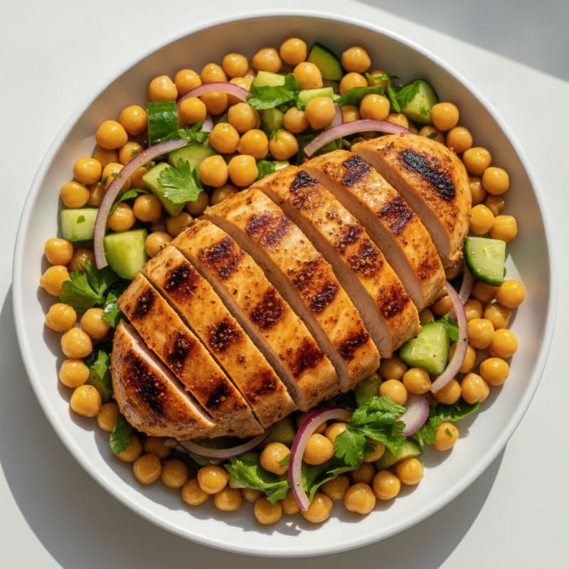 Grilled Chicken Breast with Berbere-Spiced Chickpea Salad