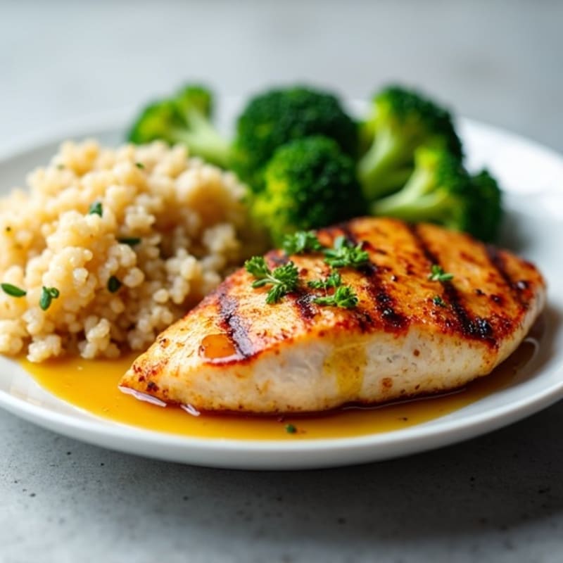 Grilled Chicken Breast with Quinoa and Steamed Broccoli