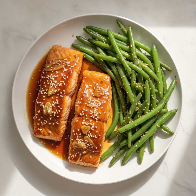 Teriyaki Glazed Salmon with Sesame Green Beans