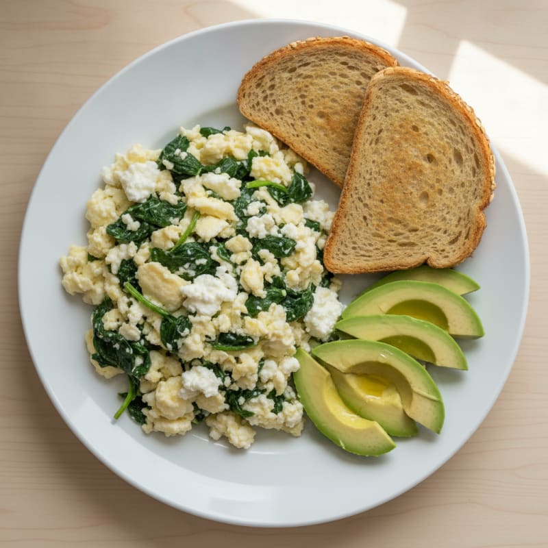 Scrambled Egg Whites with Spinach and Cottage Cheese