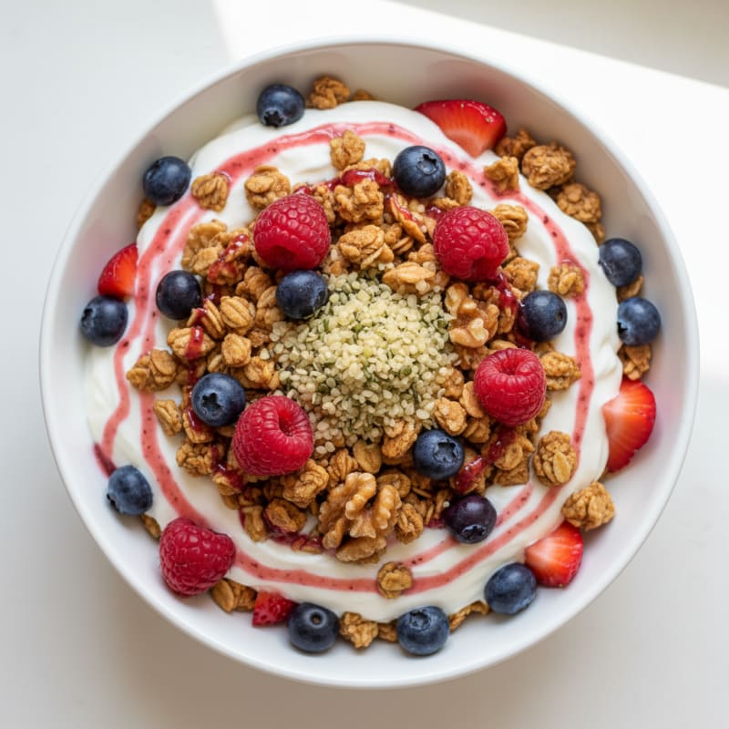 Creamy Greek Yogurt Parfait with Protein Granola and Mixed Berries